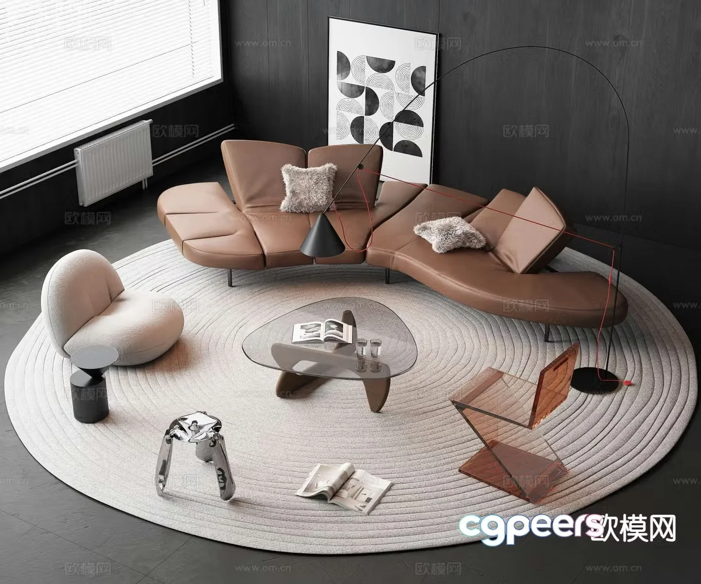 Special shaped sofa modular sofa 3d model