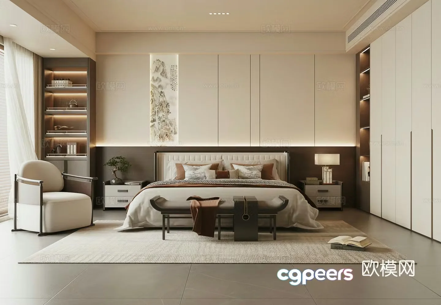 New Chinese style bedroom master bedroom 3d model