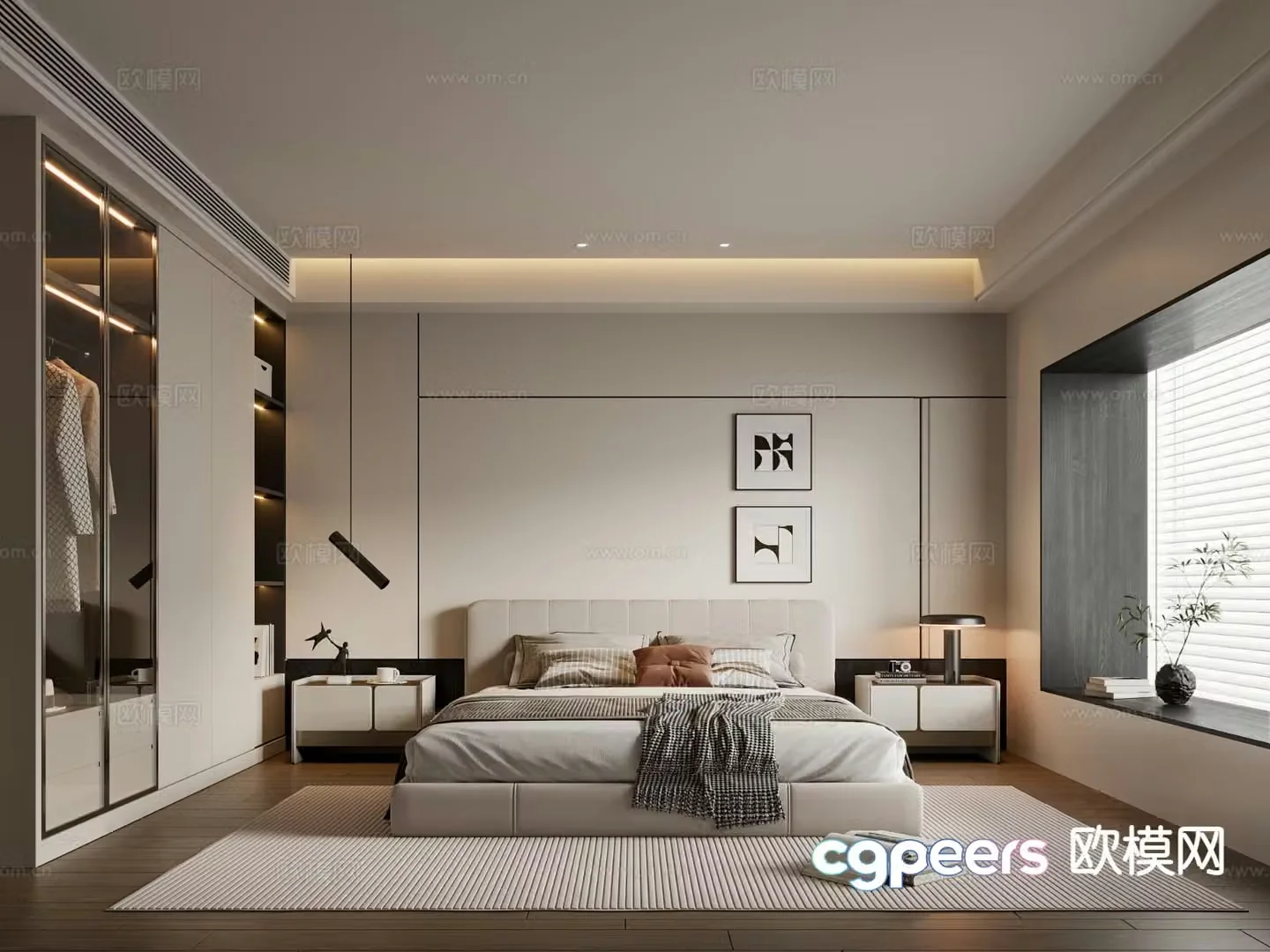 Modern minimalist bedroom master bedroom 3d model