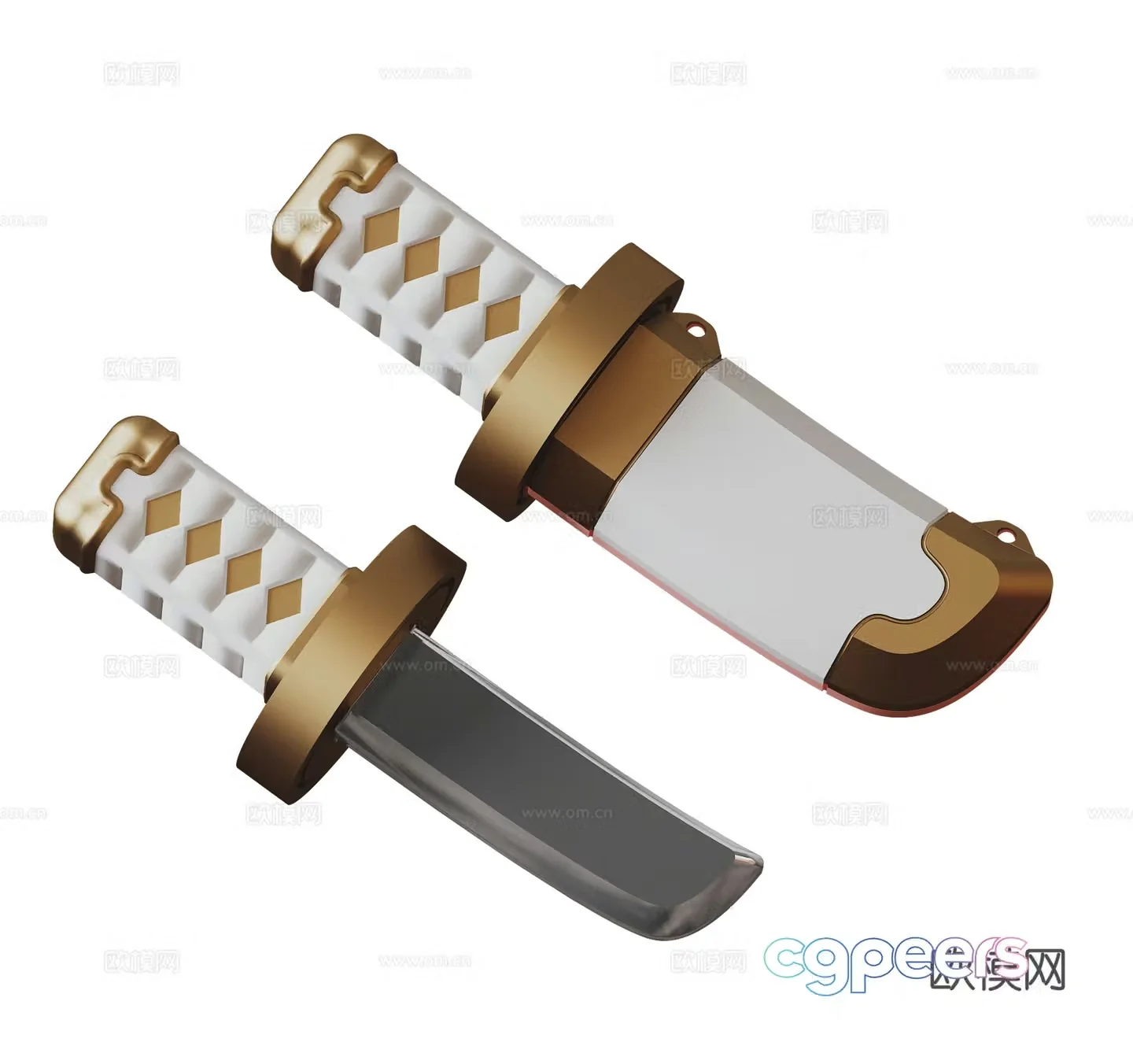 Short sword katana toy knife 3d model