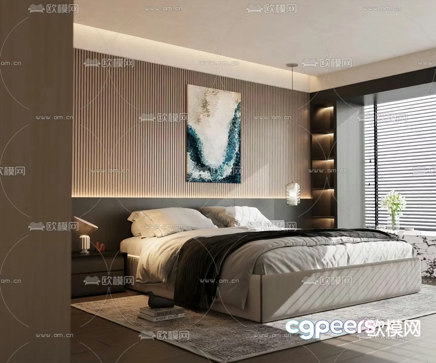 Modern double bed 3d model