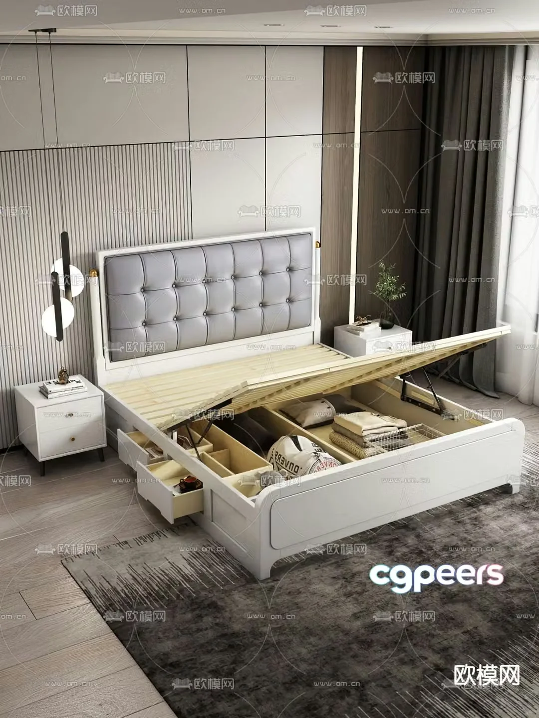 Modern bed box double bed 3d model