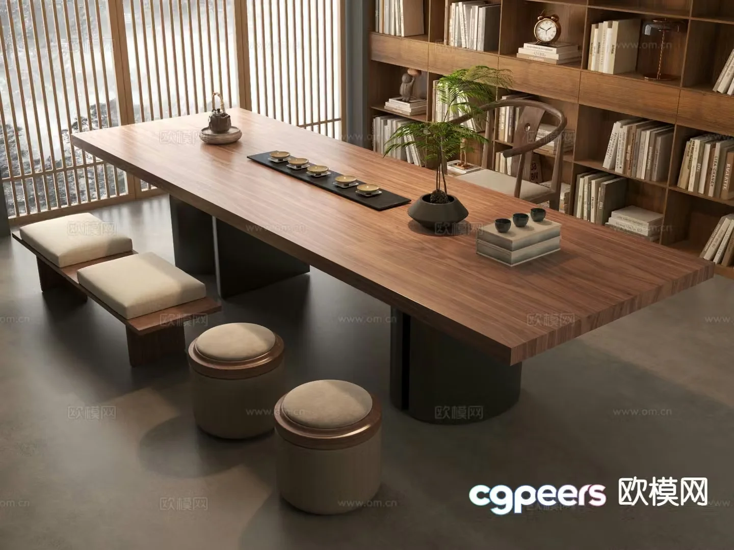 New Chinese style tea table tea making table 3d model