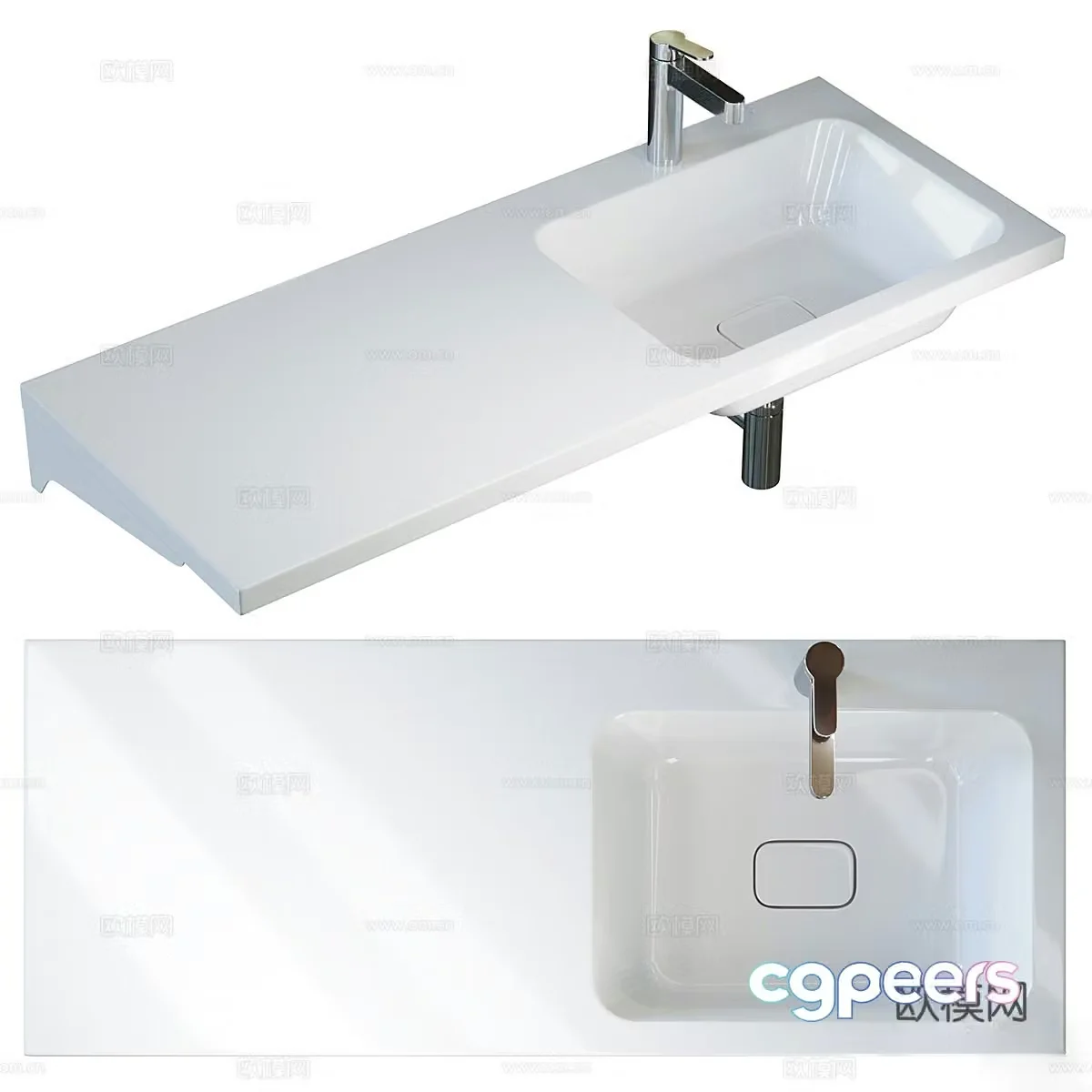 Wash basin simple basin 3d model