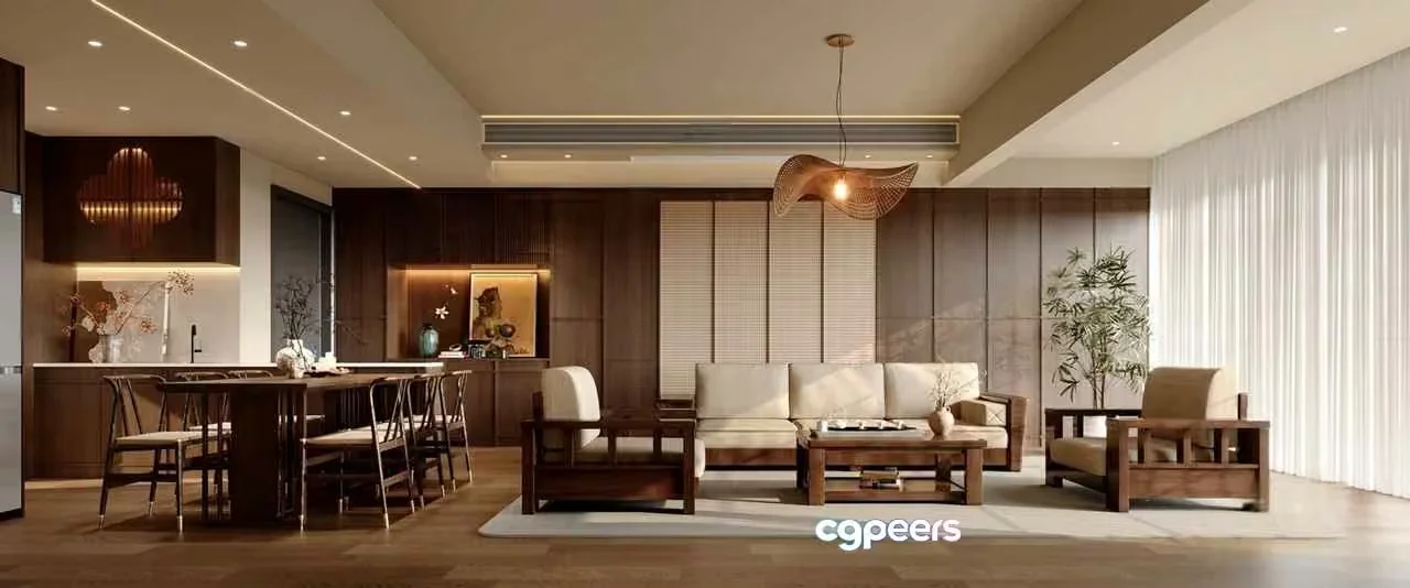 Modern Living Room 3D Model – 17499 – CORONA Render