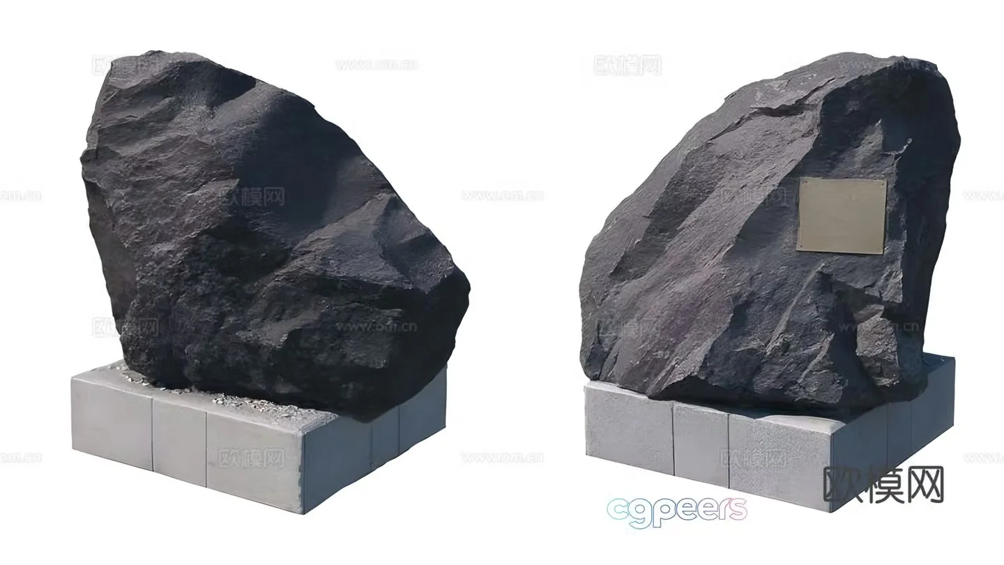 memorial stone landscape stone granite 3d model