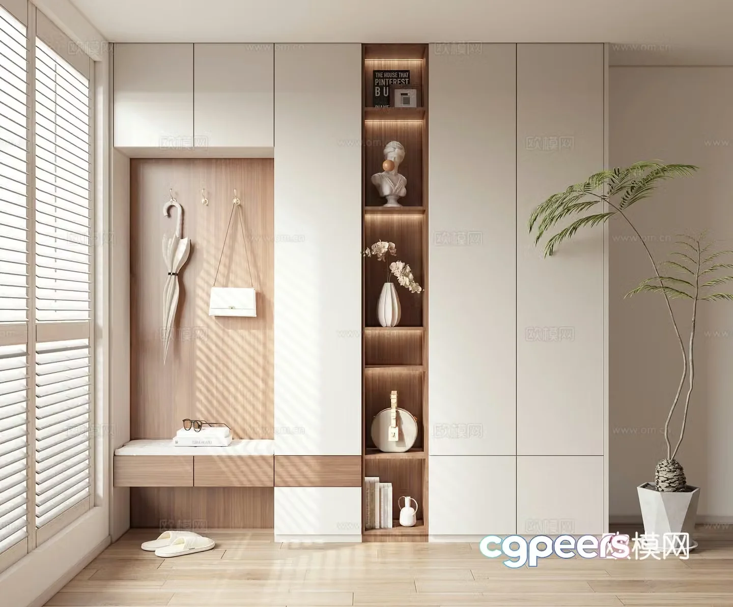 Multifunctional shoe cabinet entrance entrance cabinet 3D model
