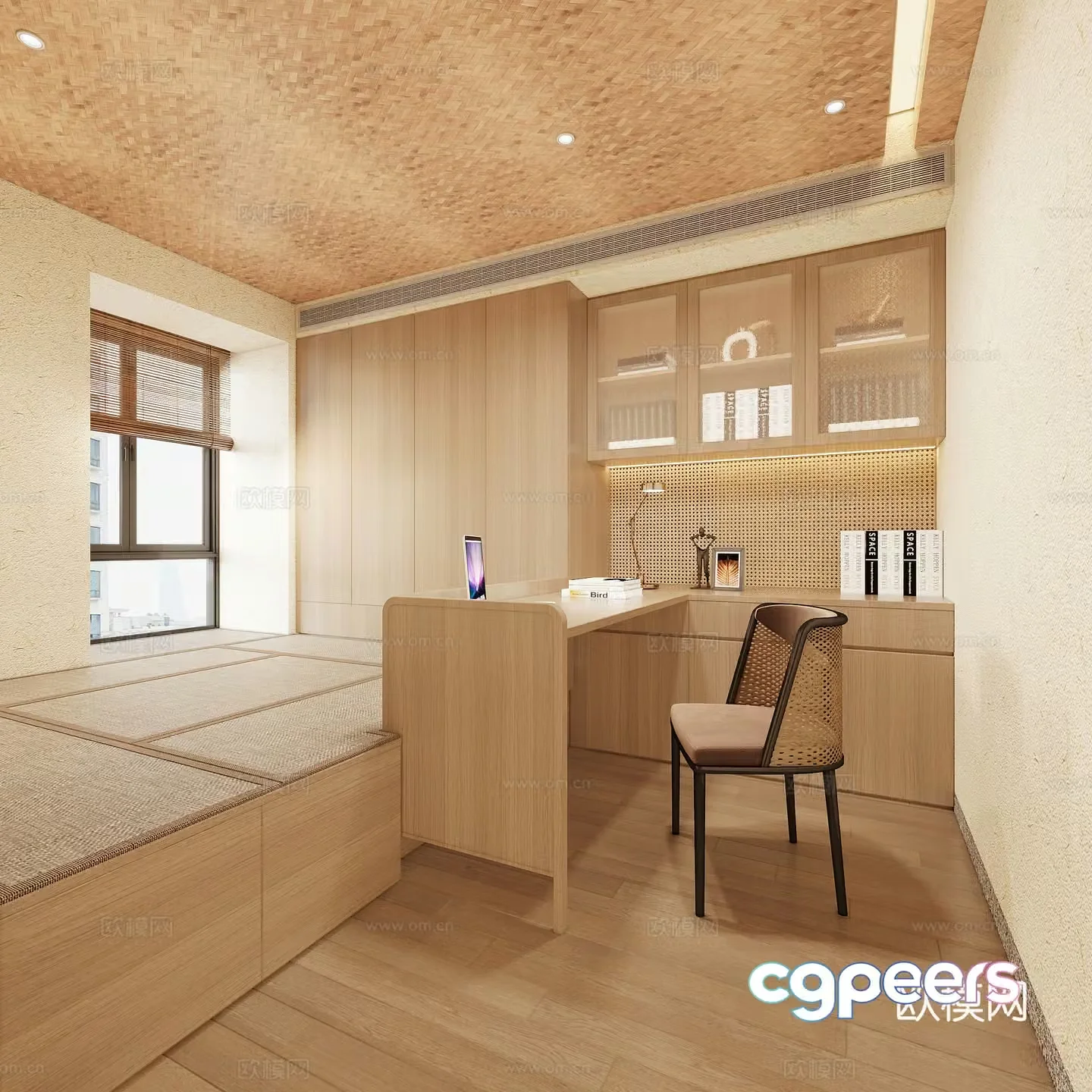 Cream style tatami bedroom second bedroom study 3D model