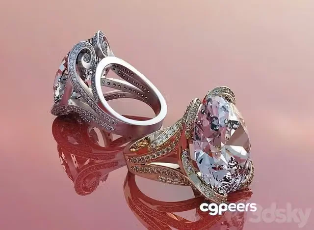 3ds Max Free – Ring, decor metal stone