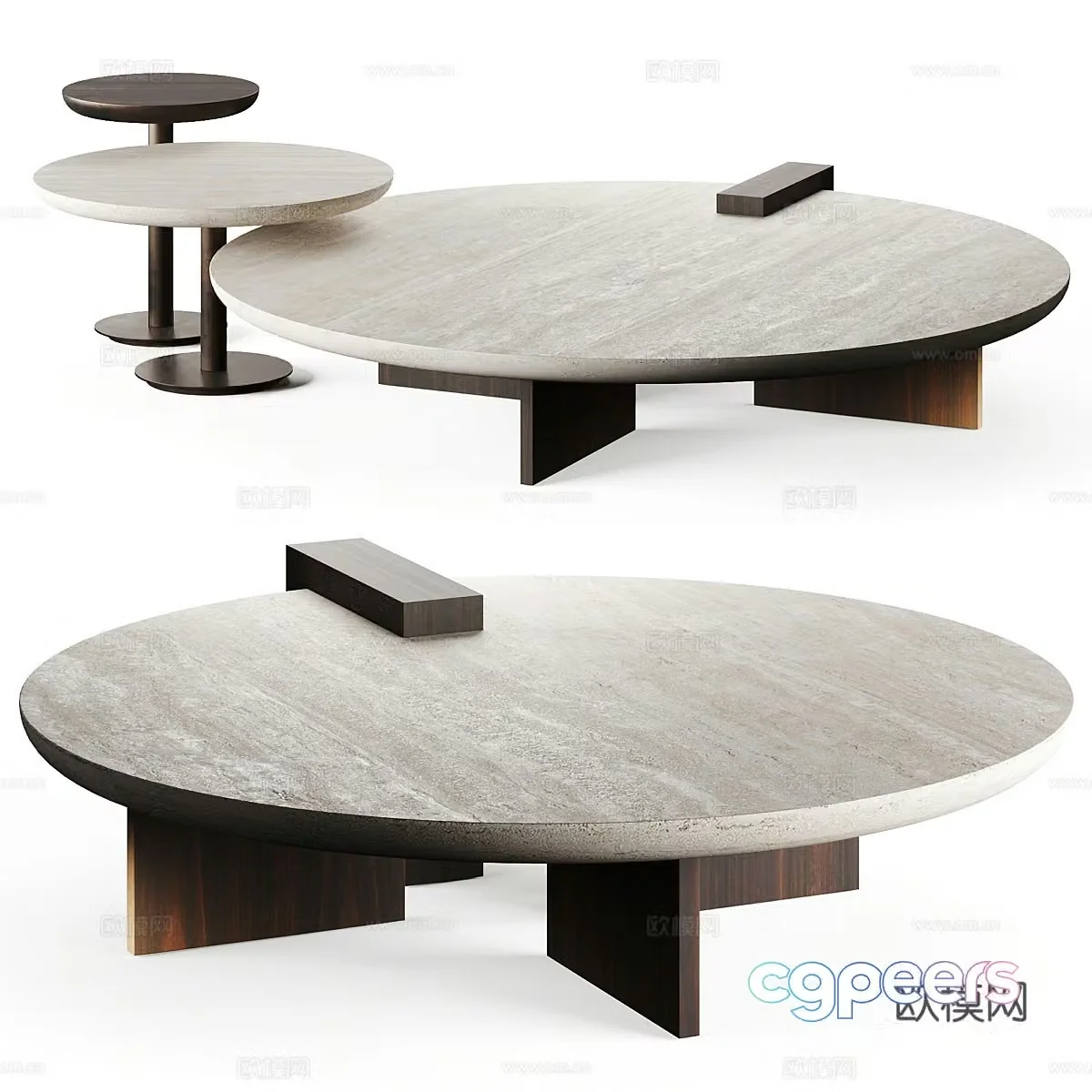 Modern Italian marble coffee table combination 3D model