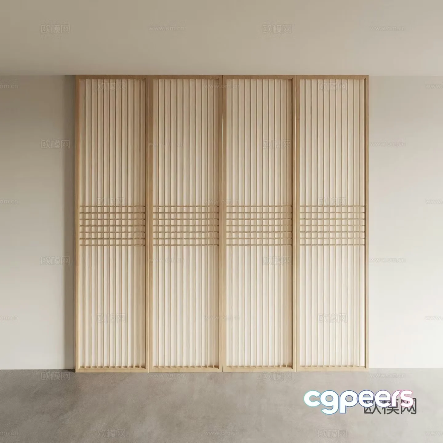 Sliding door Japanese door 3D model
