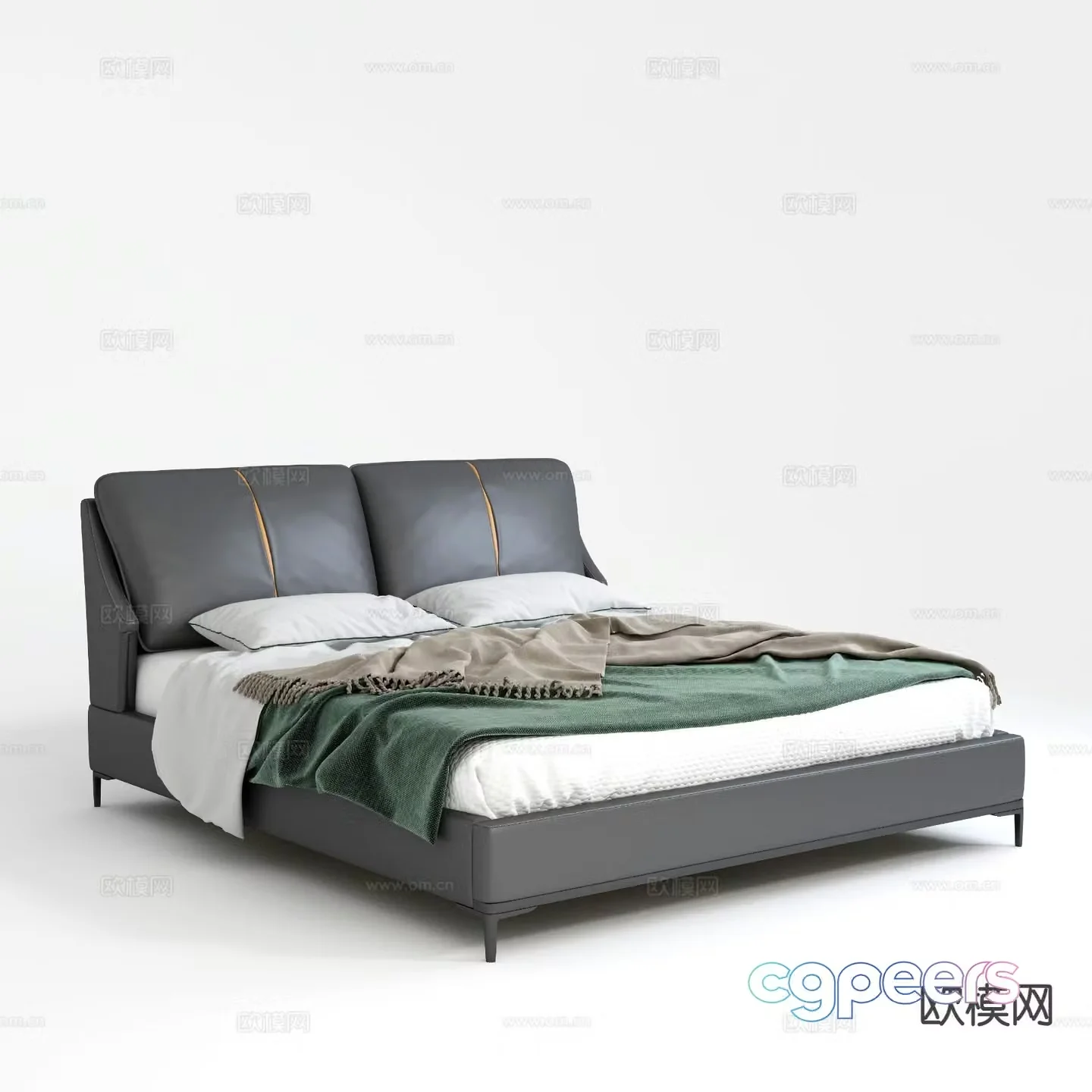Italian double bed 3d model
