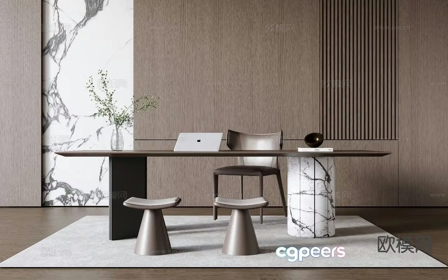 Italian desk and chair 3d model