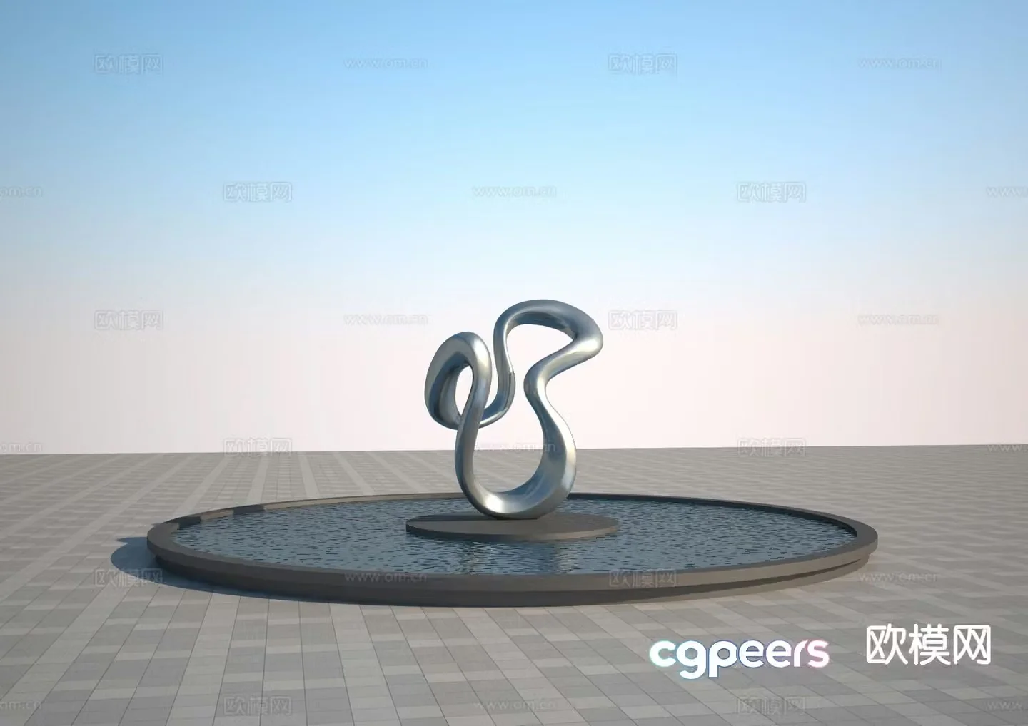 Modern streamer sculpture 3d model