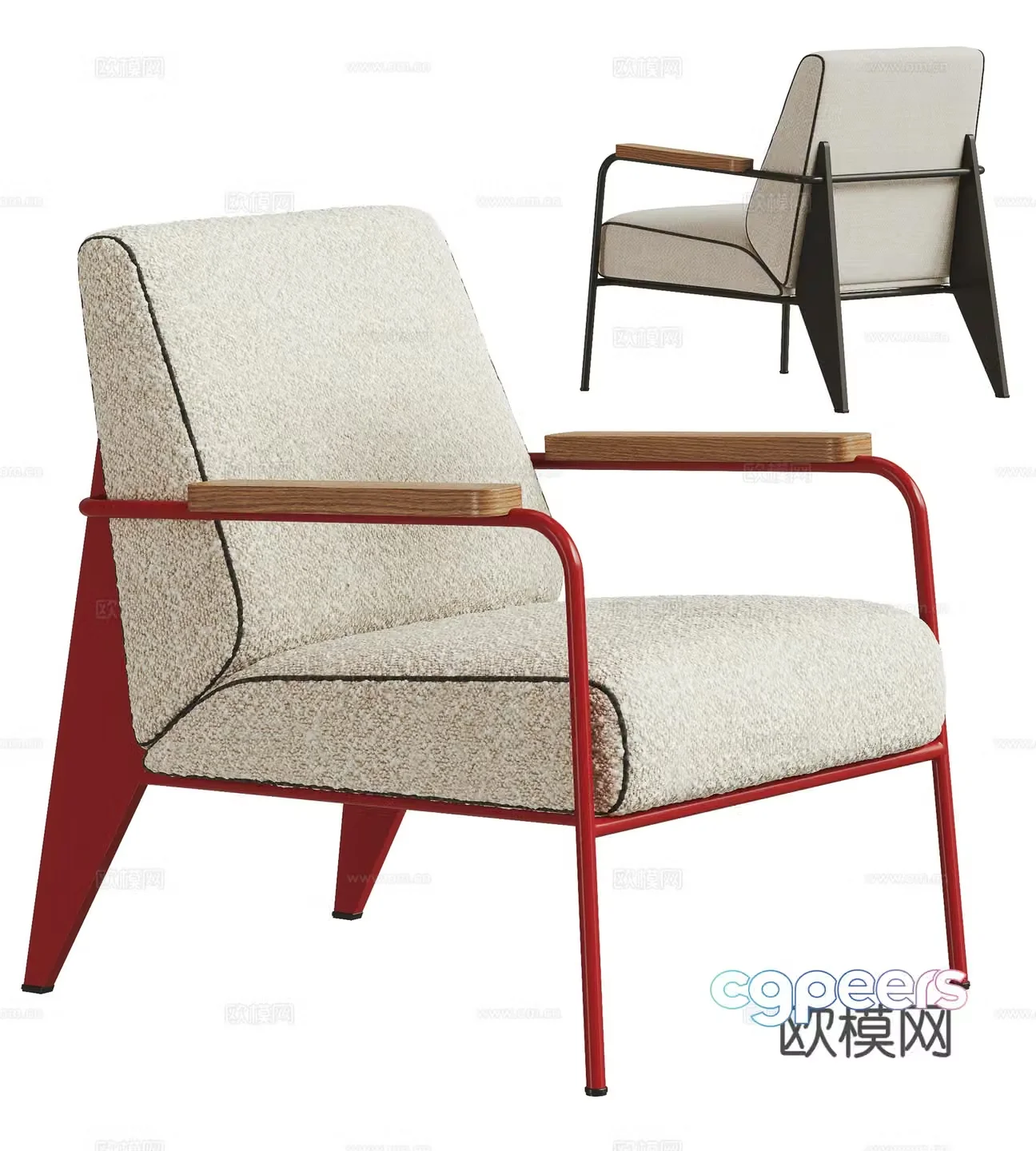 Medium style leisure chair combination 3D model
