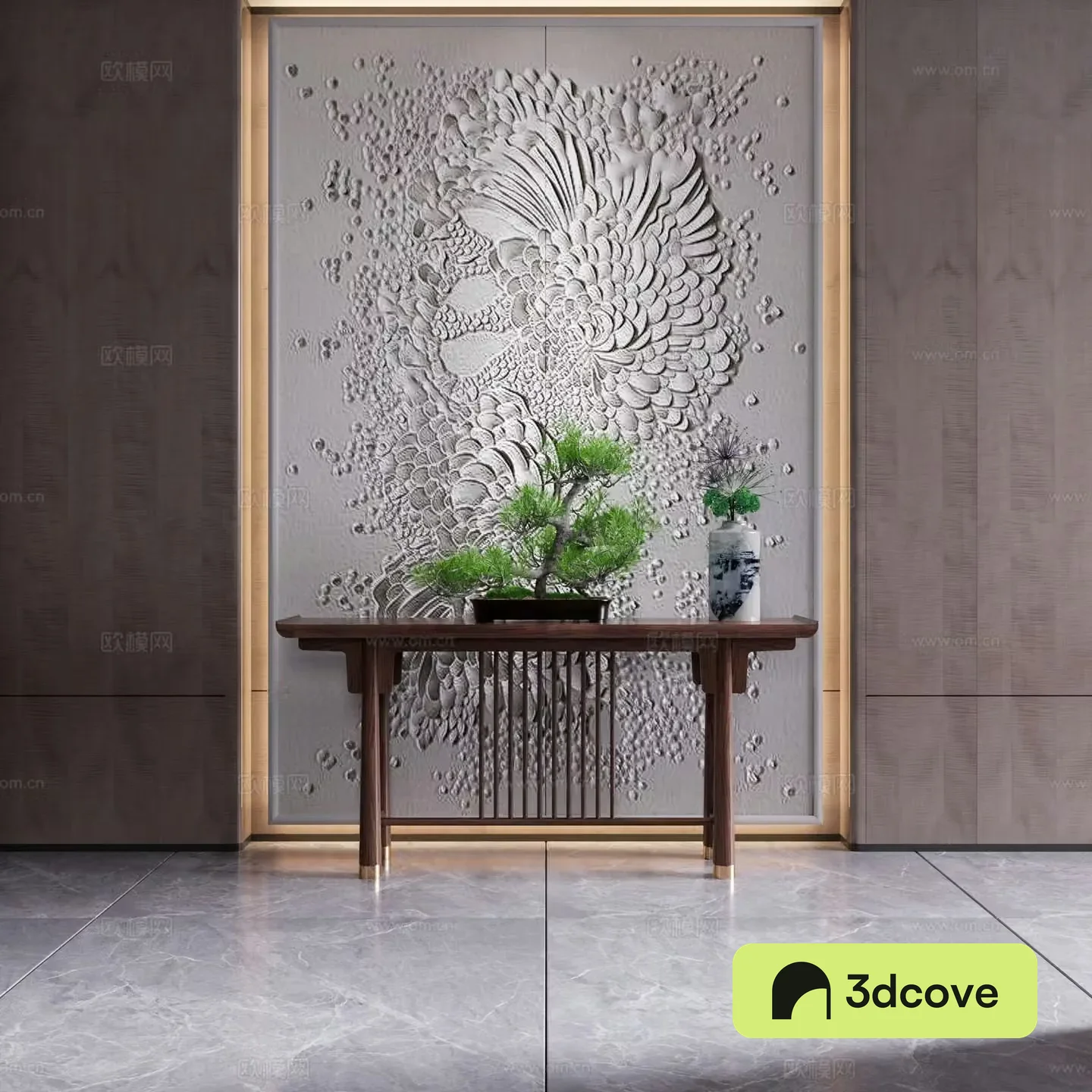 New Chinese style entrance cabinet case end viewing platform