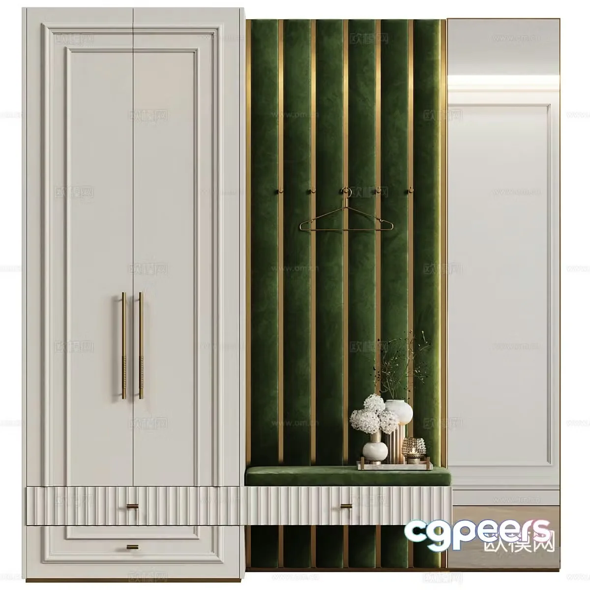 Modern light luxury entrance shoe cabinet 3D model