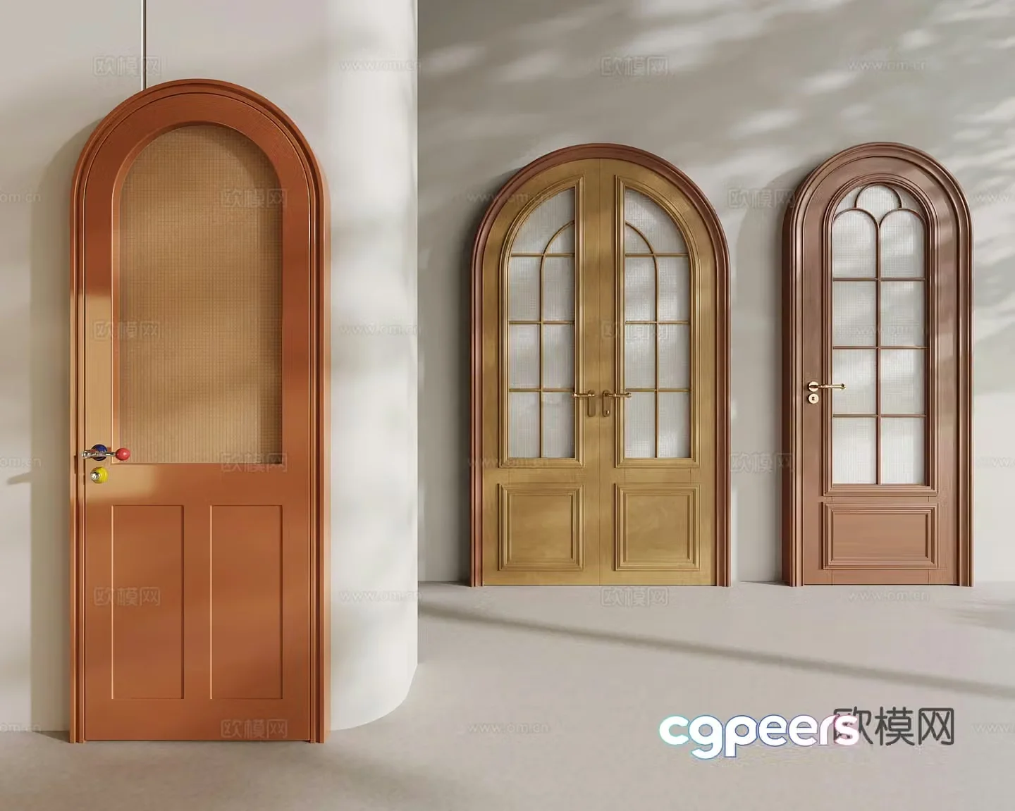 Medium style single-open door Arched door Dopamine door 3D model