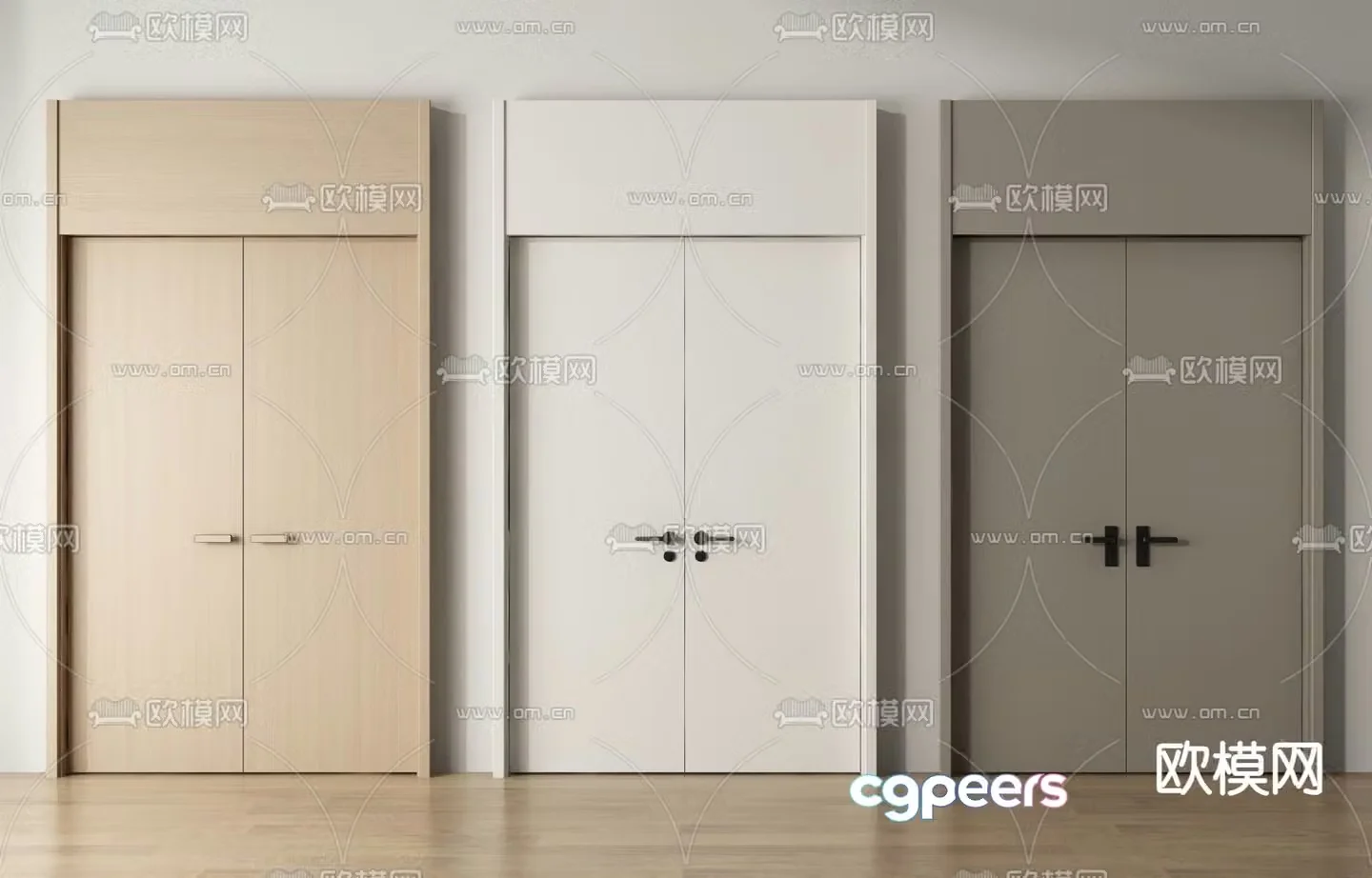 Open ceiling door Double open door Wooden door 3D model