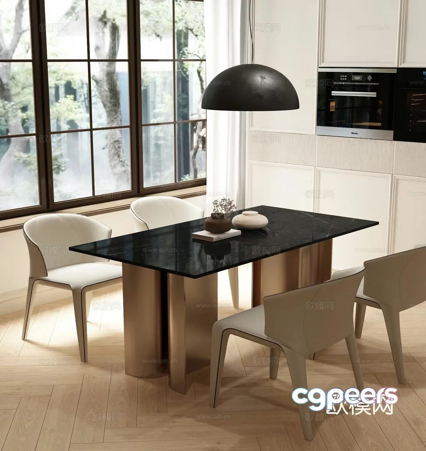 Modern light luxury dining table and chairs Modern Italian dining table and chairs Italian light luxury dining table and chairs 3D model