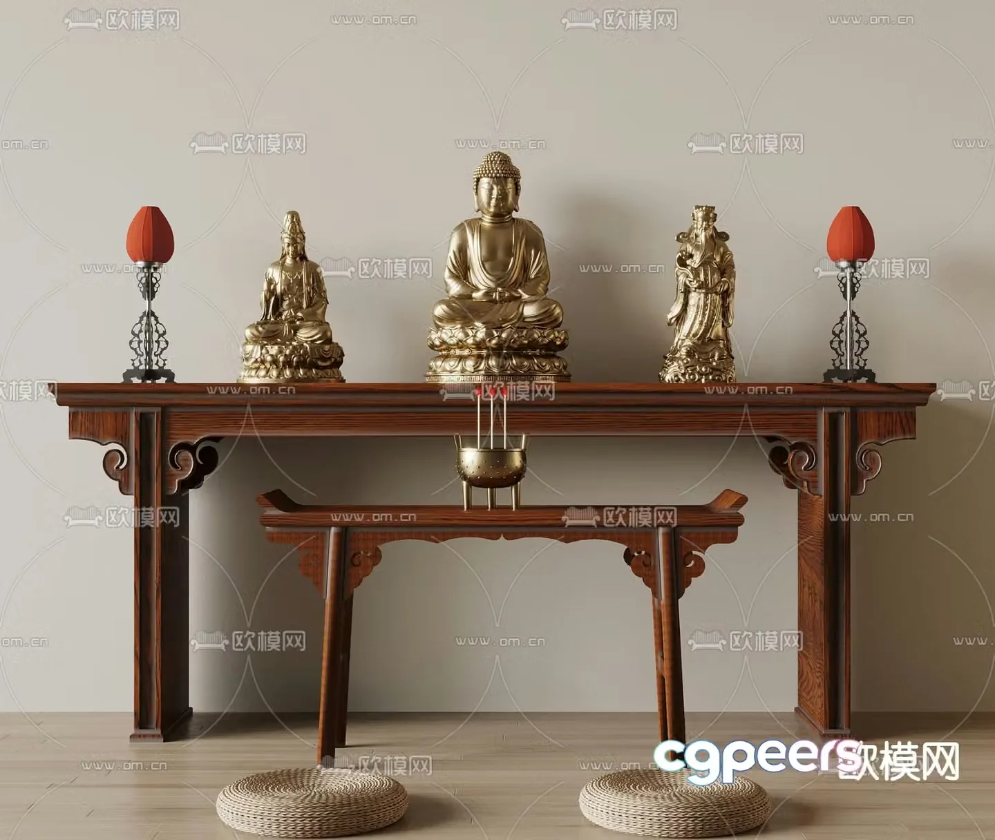 Chinese Buddhist niche Buddhist hall 3D model