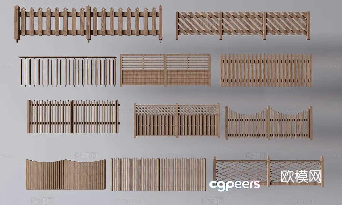 Medium style fence fence wooden fence guardrail garden wooden fence fence 3d model