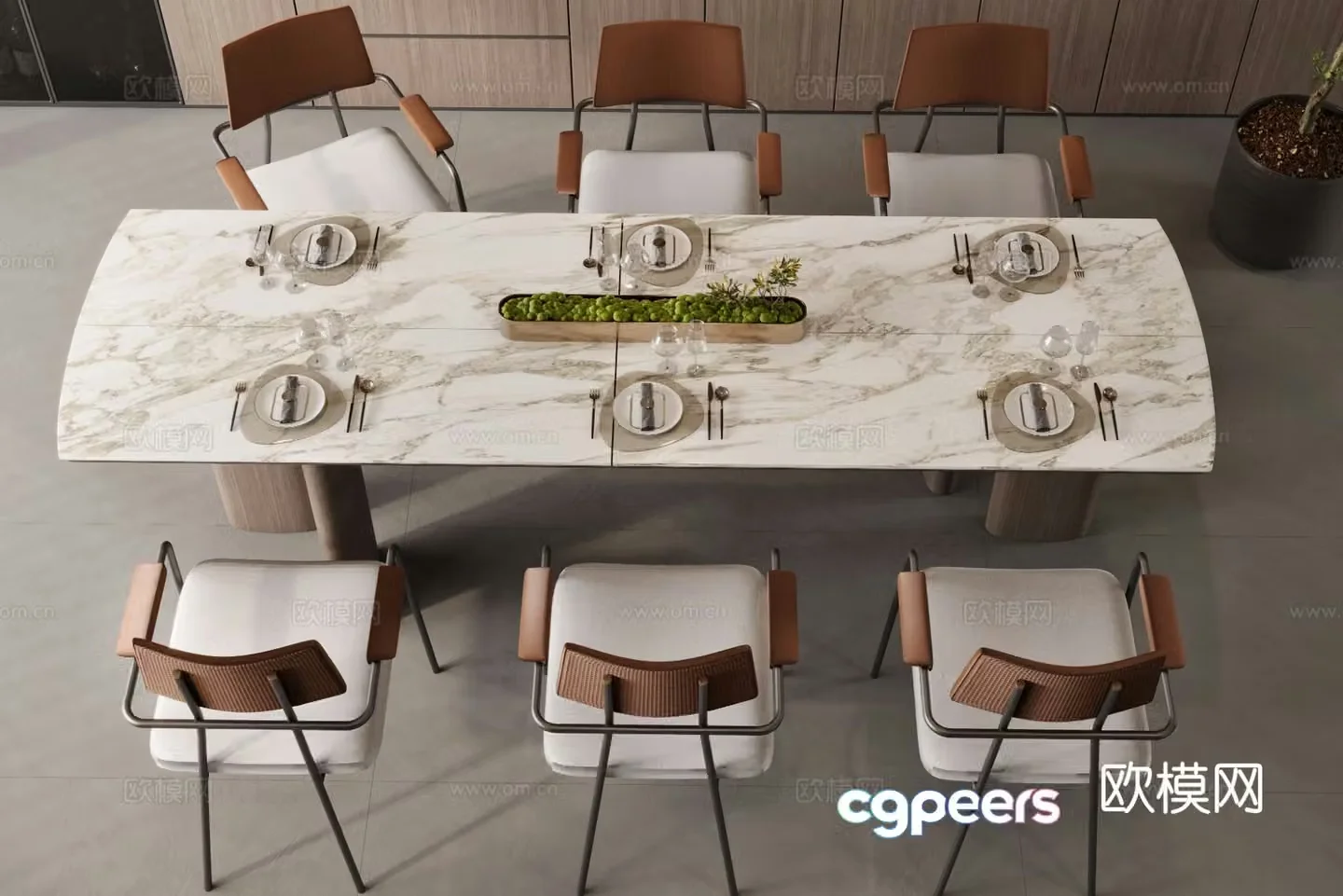 Italian dining table and chairs 3d model