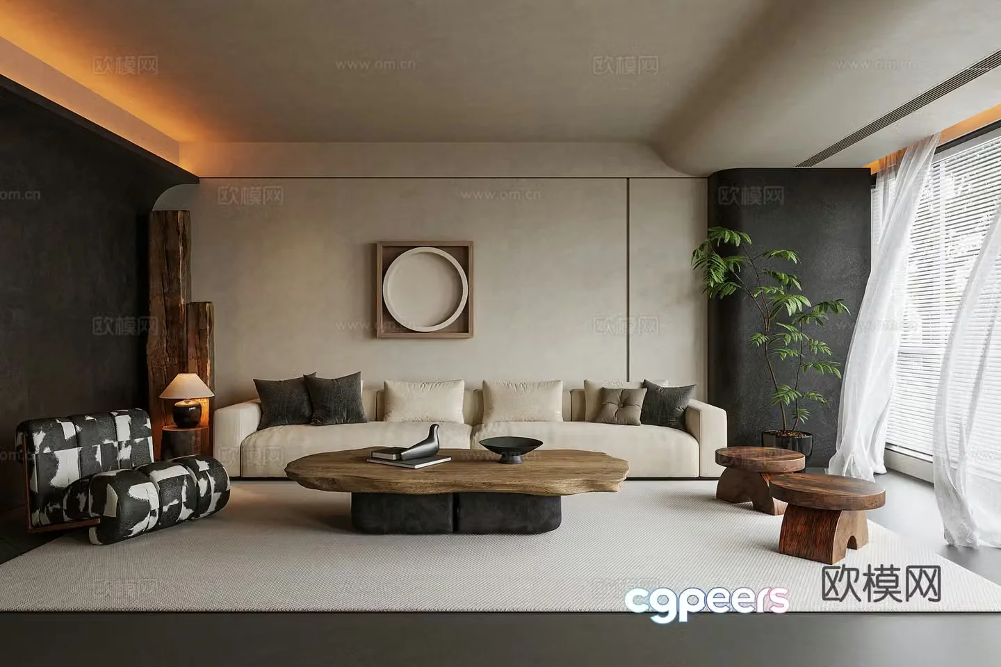 Wabi-sabi living room 3d model