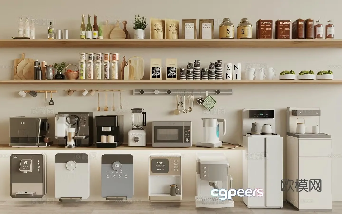 Water dispenser Coffee machine Wall-mounted water dispenser Coffee supplies Vertical water dispenser Kitchen supplies 3D model