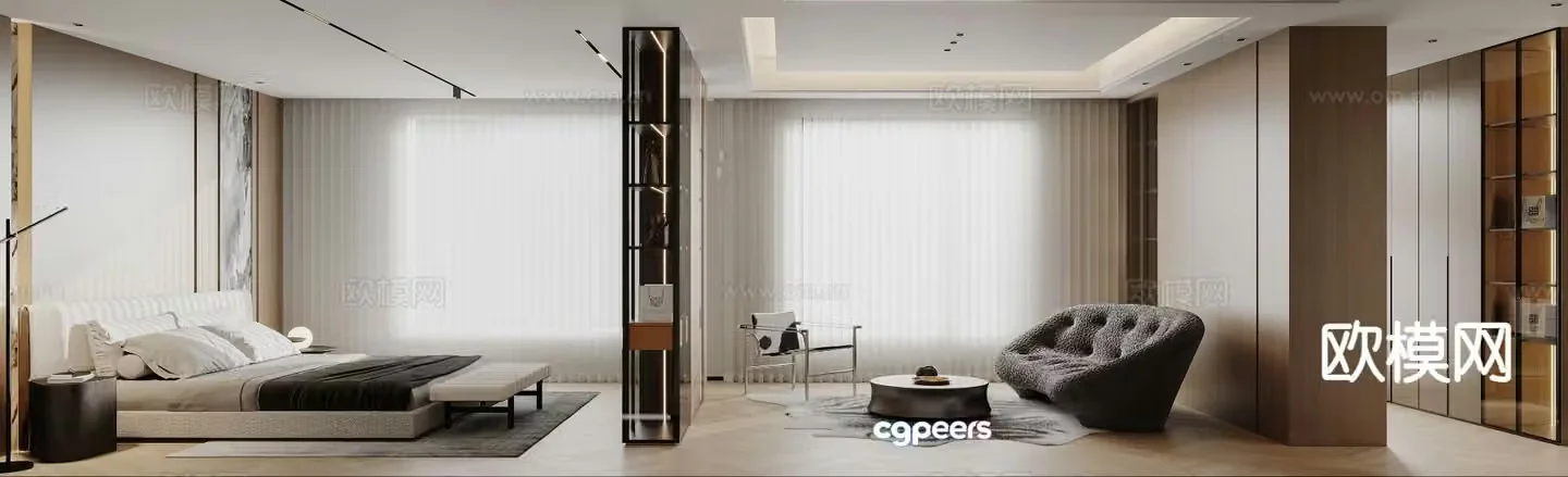 Modern bedroom master bedroom dressing room 3d model