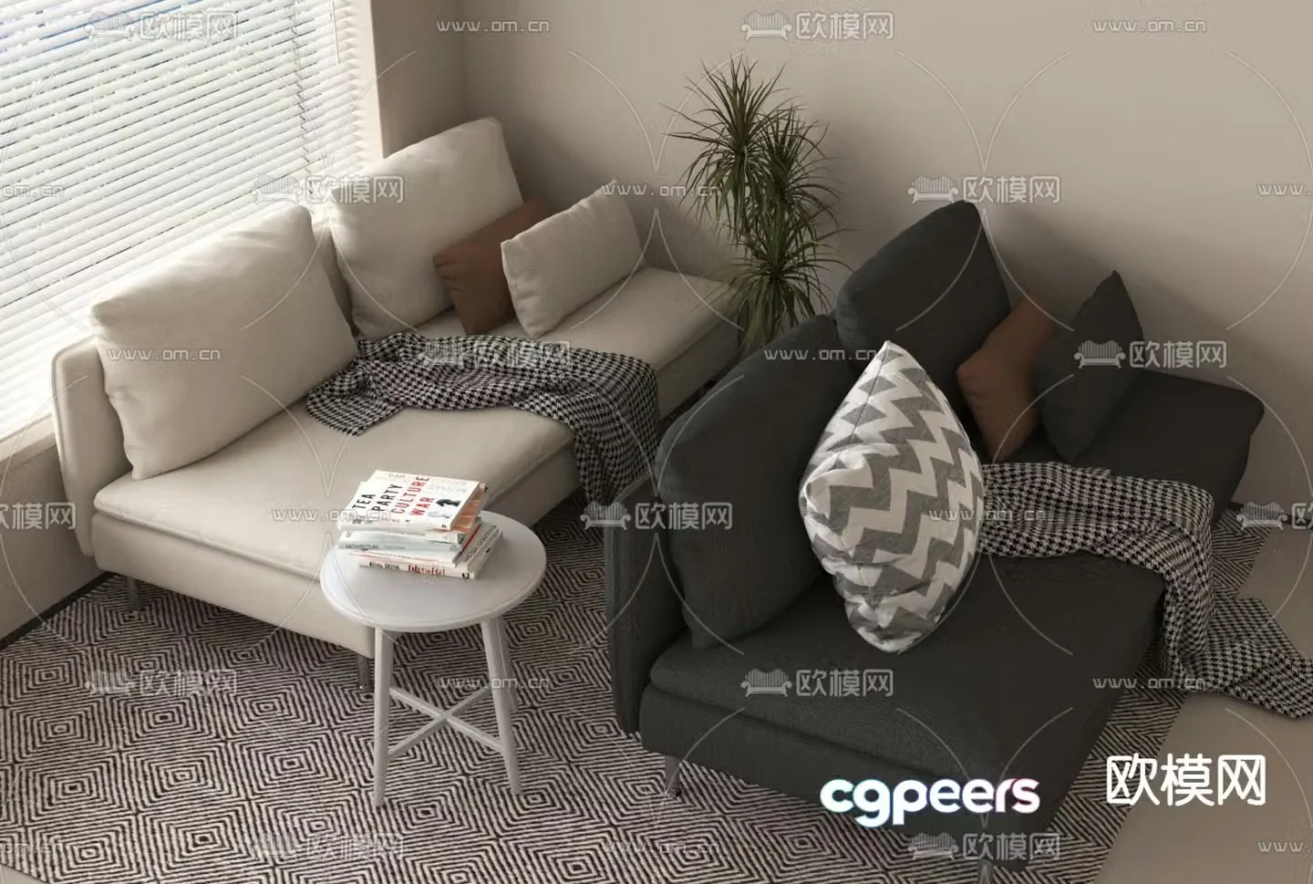Modern sofa bed double sofa 3d model