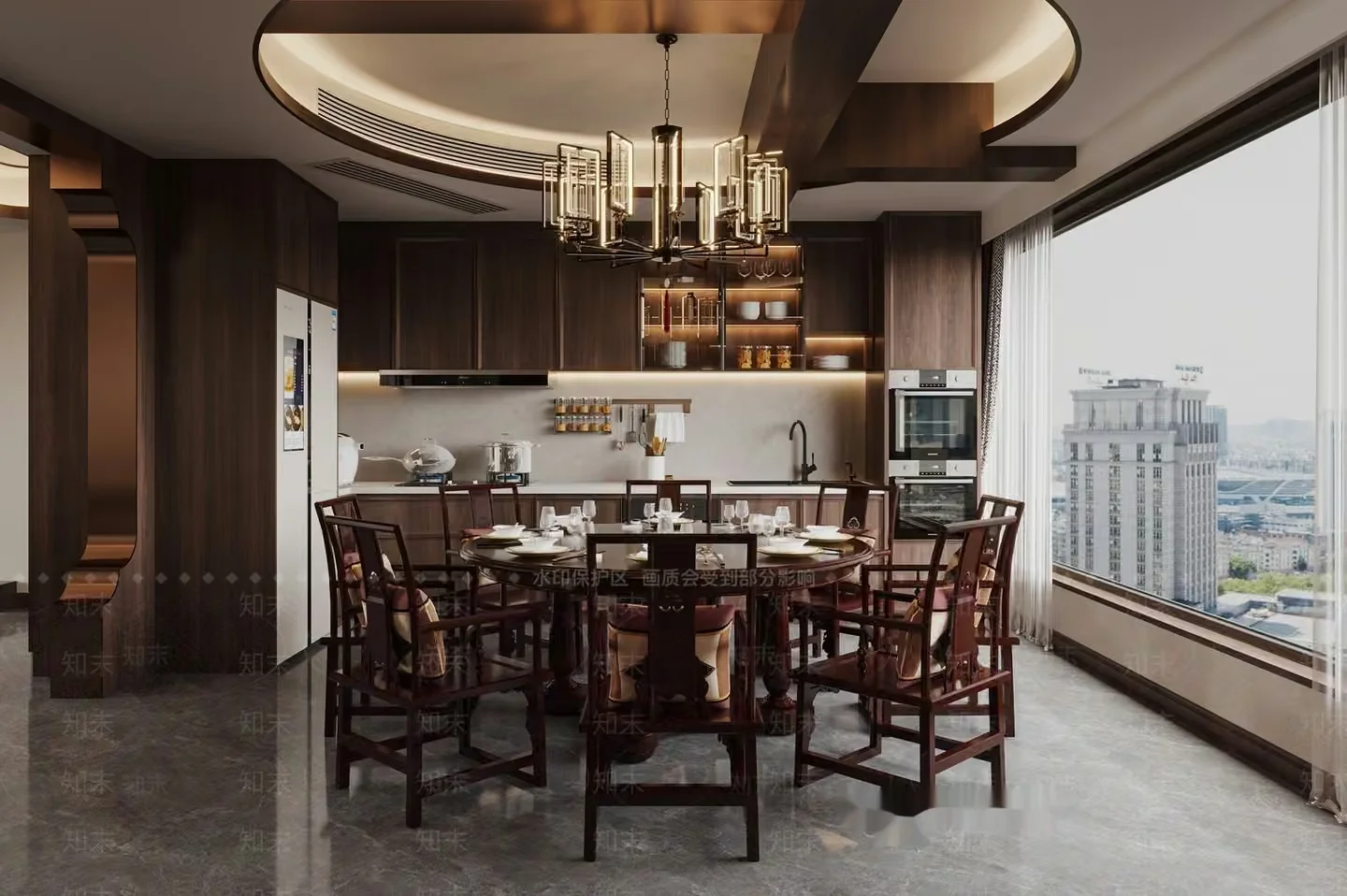 A Large Kitchen Table 3D Model – 17579 – VRAY Render
