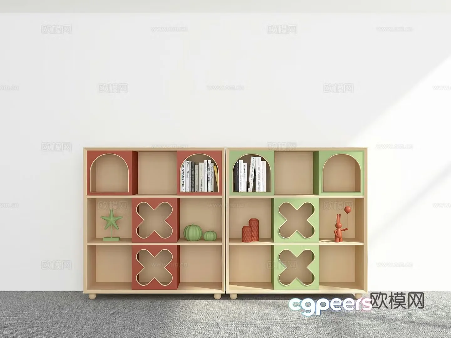 Modern children’s bookcase 3d model
