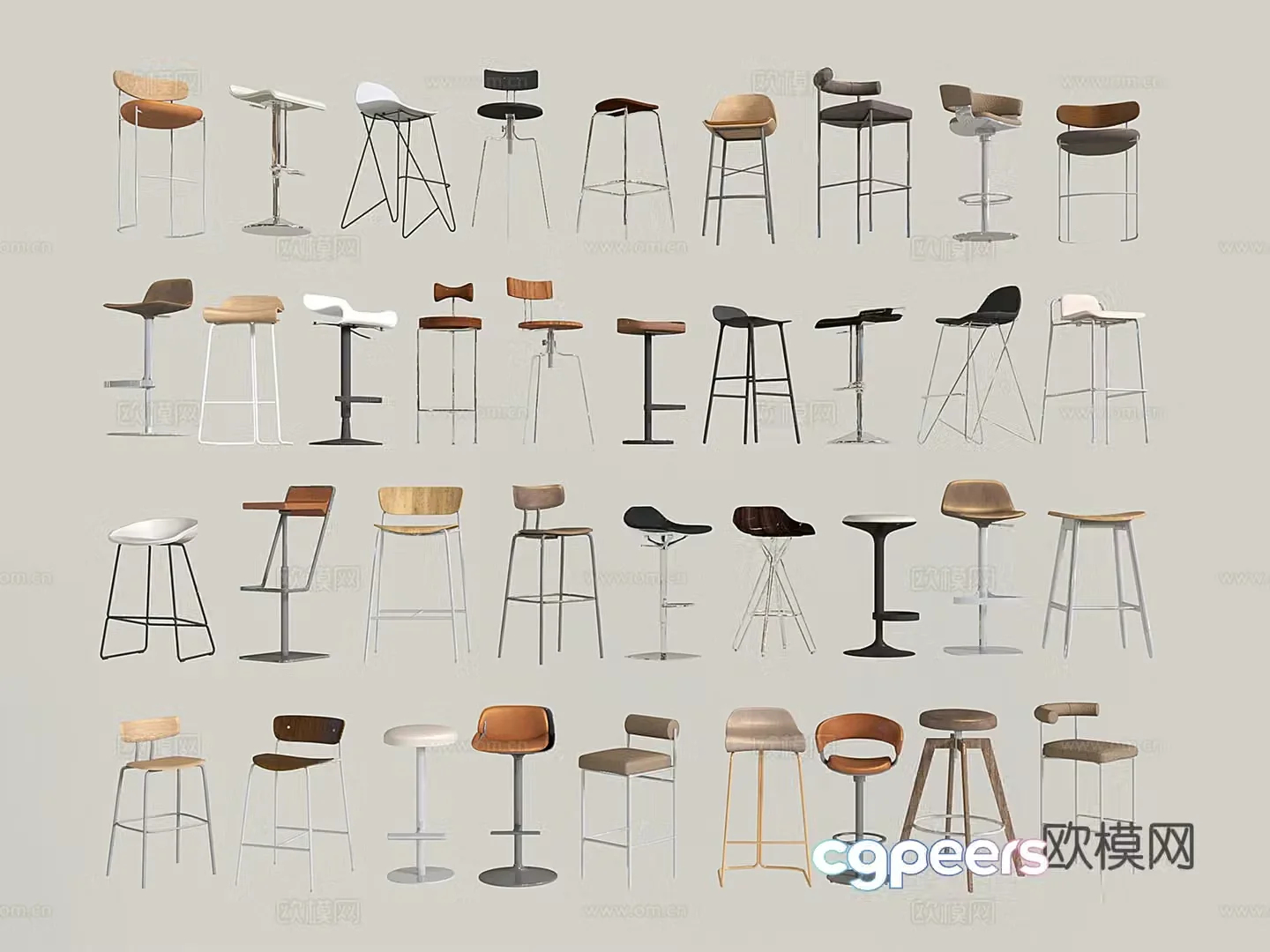 Modern simple bar chair stainless steel bar chair high chair bar stool bar stool 3D model