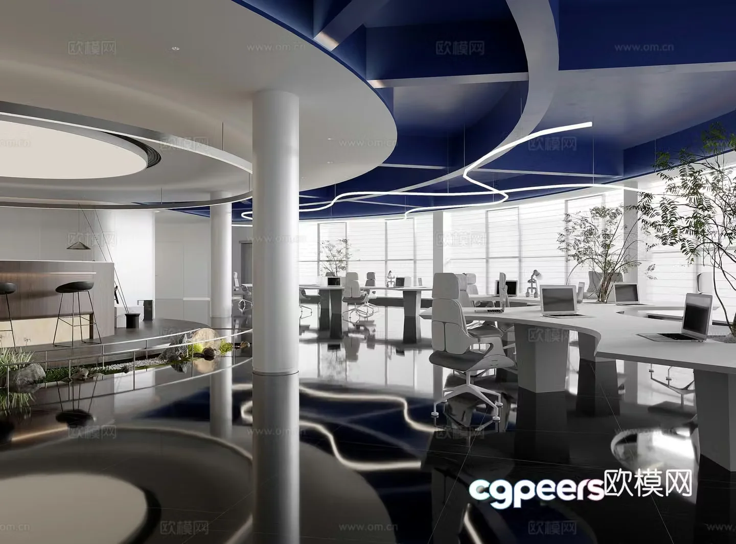 Modern office area 3d model