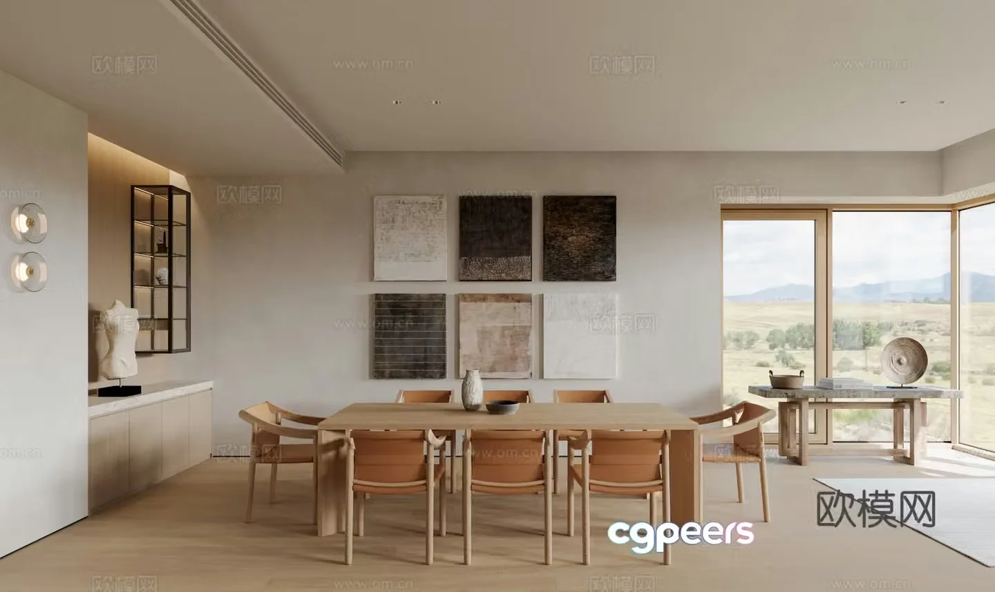 Modern Cream Style Restaurant 3D Model
