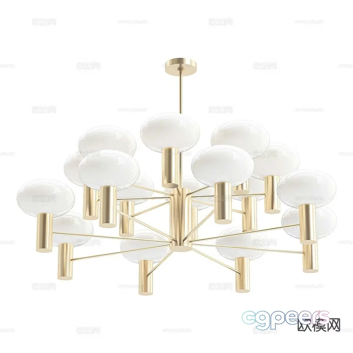 Light luxury multi-head chandelier 3D model