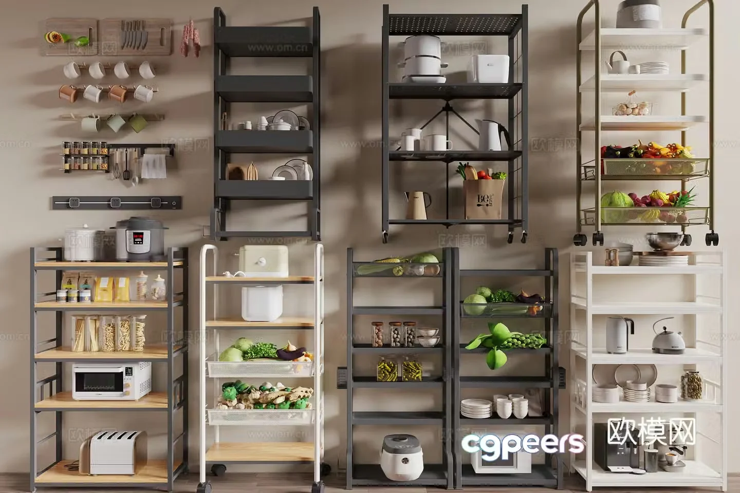 Modern kitchen shelf 3d model