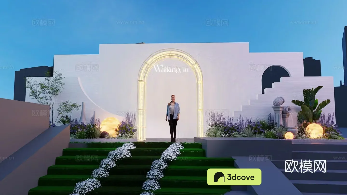 Spring catwalk stage entrance door head modeling device 3D model