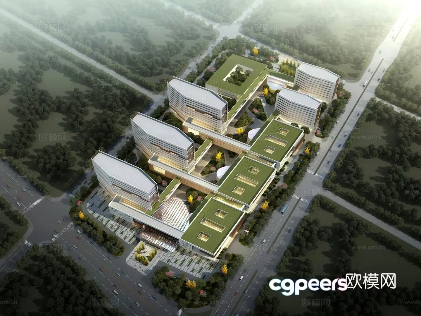 Nursing home aerial view 3d model