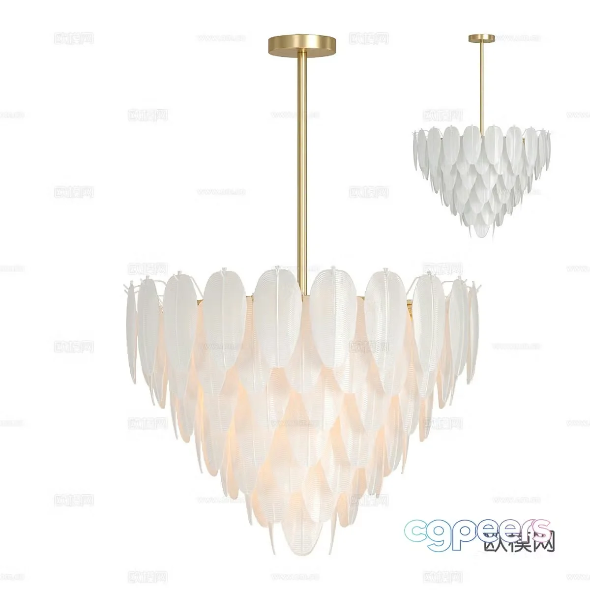 Modern light luxury feather decorative chandelier 3d model