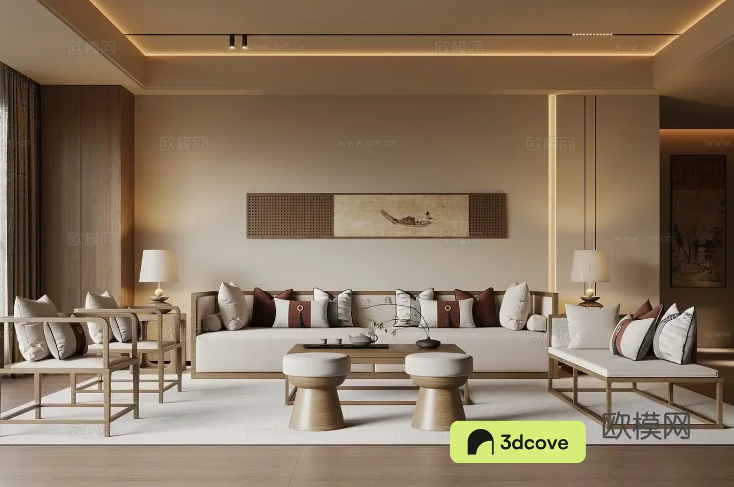 New Chinese style living room sofa coffee table combination