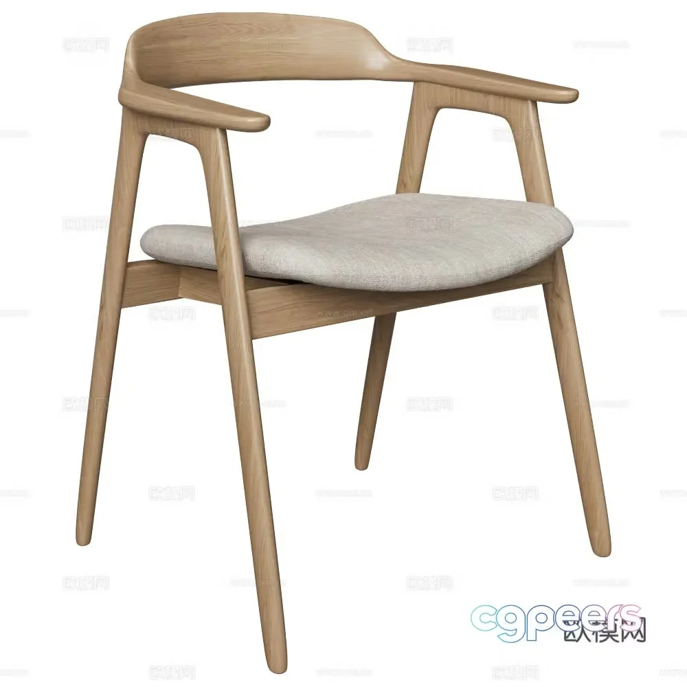 New Chinese style log single chair 3D model