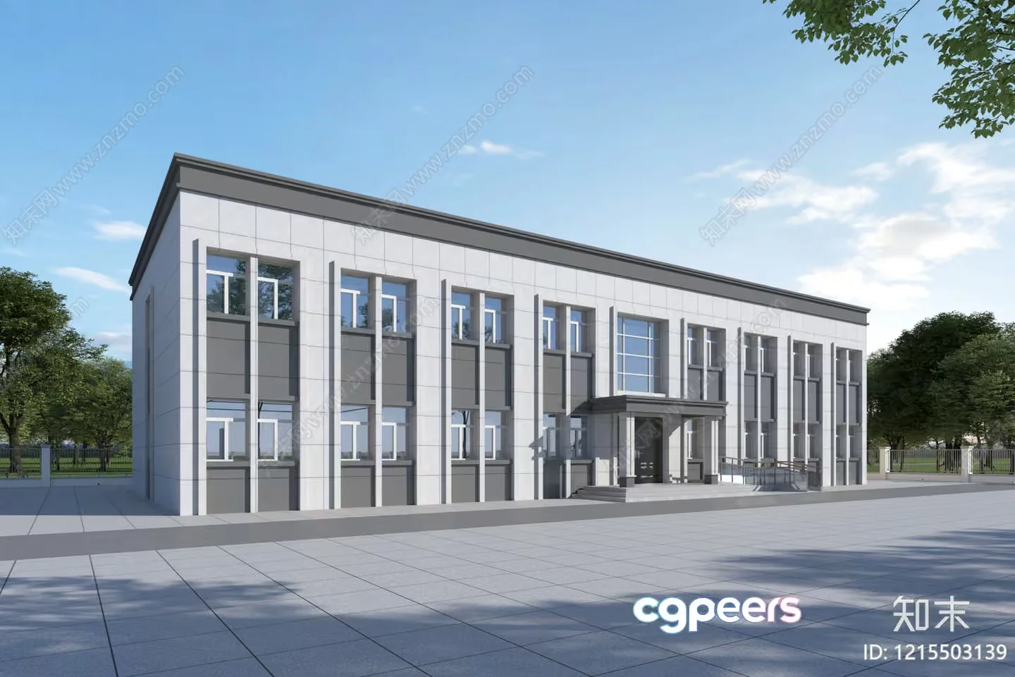 Modern Office Building 3D Model – 12574 – VRAY Render