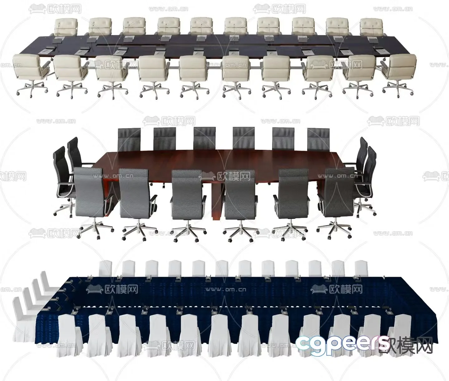 Large conference table 3d model