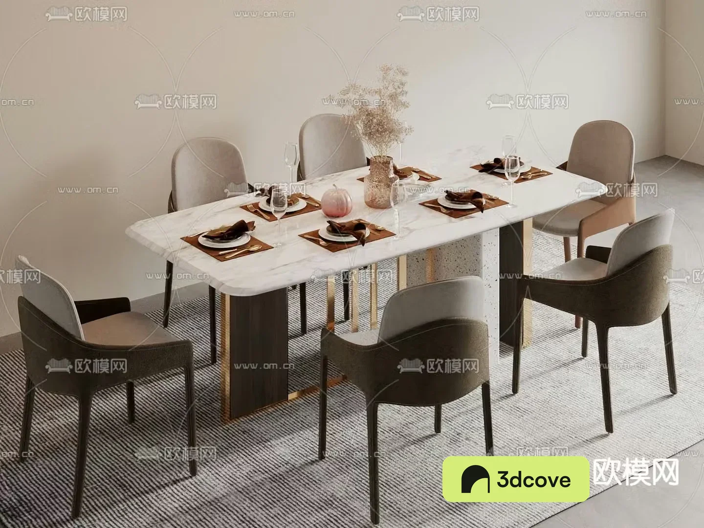 Light luxury dining table and chairs