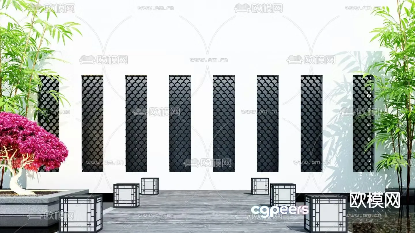 New Chinese style landscape wall partition landscape wall 3D model