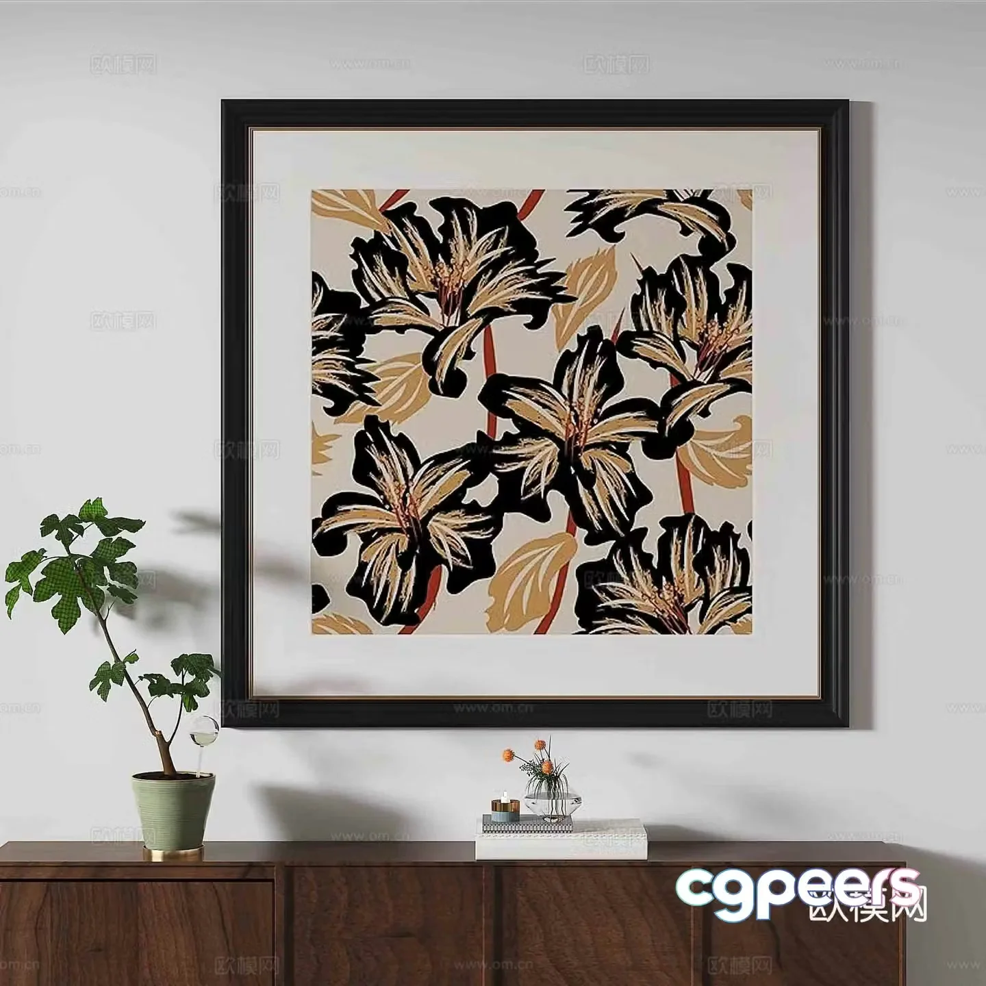 Simple European flower painting decorative painting 3d model