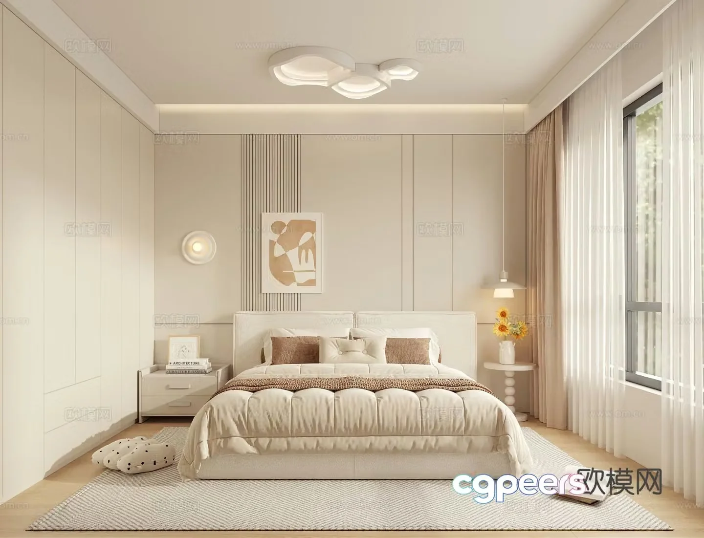 Cream style bedroom second bedroom daughter’s room 3D model