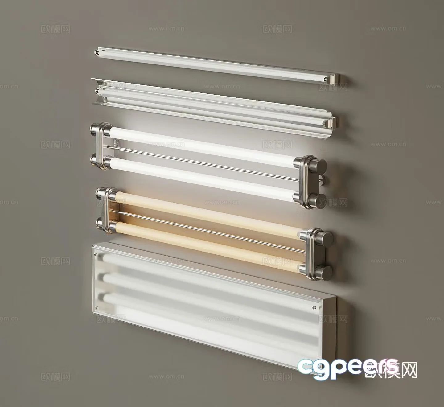 Industrial style LED fluorescent lamp long linear lamp 3d model